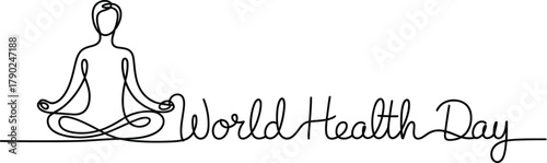 World Health Day Yoga Meditation Line Art wellness