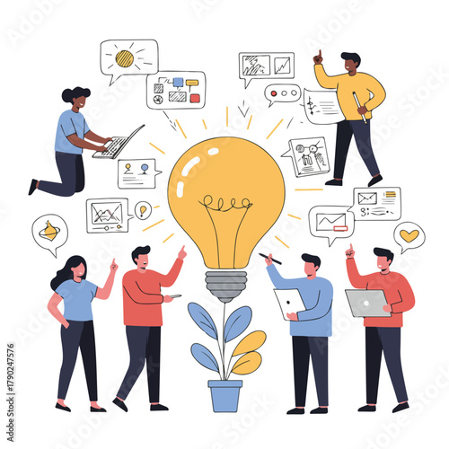 Collaborative Innovation Strategy: Business Team Generating Breakthrough Ideas for Growth and Success