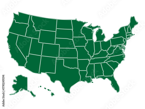 Green USA Map Outline