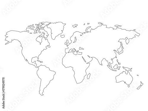 Wallpaper Mural World Map Outline Torontodigital.ca