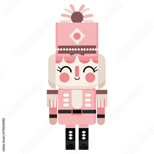 Cute nutcracker character isolated on white background. Vector illustration.