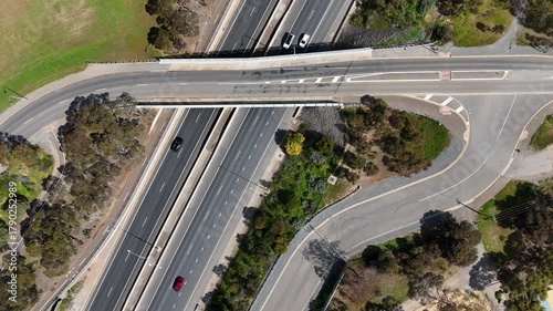 Southern Expressway, Lonsdale and Morphett Vale, South Australia – 4K Aerial Drone Footage of Highway Interchanges, Overpasses, Traffic,Vehicles, and Green Urban Landscape