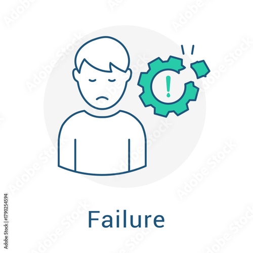 Disappointment Stress Gear Sad Person Outline Vector Symbol