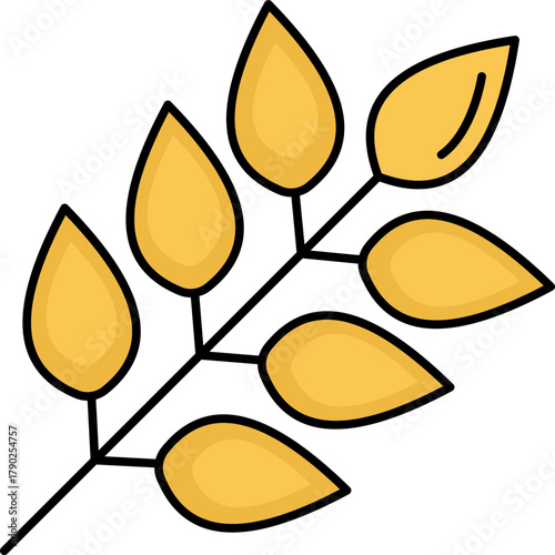 Wheat Colored Outline Icon – Agriculture, Grain, Farming, Organic Food Symbol