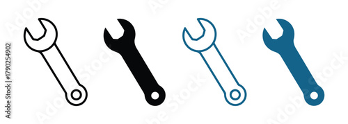 Handyman's Essentials Four Wrenches in Black and Blue for DIY Projects, Home Repairs and Maintenance, Perfect for Tech Support, Construction, and Mechanical Solutions with Essential Tools