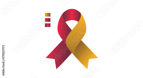 Red and Gold Awareness Ribbon Illustration with Color Swatches