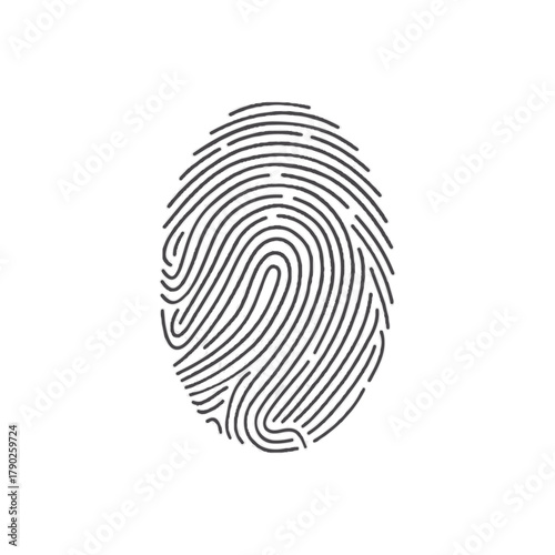 Fingerprint Identification Icon Minimalist Outline on White Background