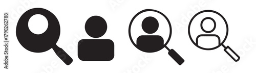 Hiring icon set. Search job vacancy icon. Human resources concept. Recruitment. black hiring icon