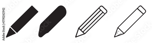 Pencil icon set. pen symbol. edit icon vector. black pencil set.