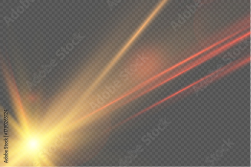 Large light-gold star on the left side of a checkered background, with massive red bursts and full-screen rays, bright flares and strong glowing effects.