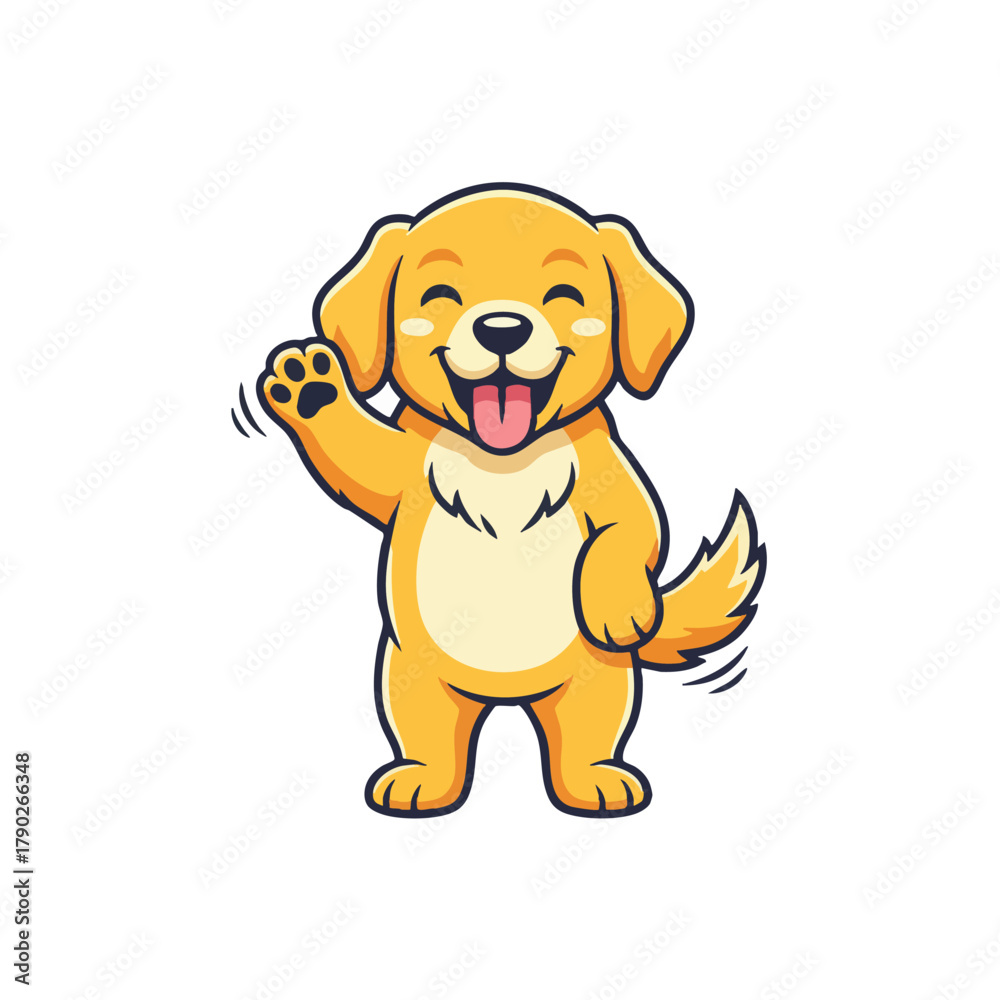 Fototapeta premium Happy cartoon dog waving hello friendly and cute character
