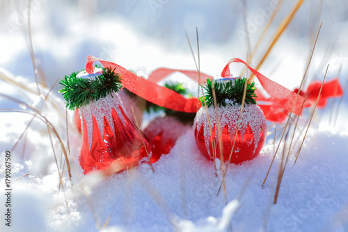 Christmas toys in the snow