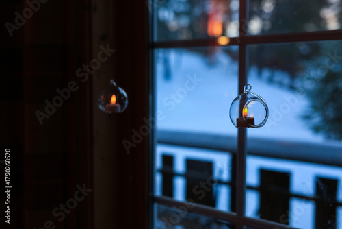 Christmas light on the window