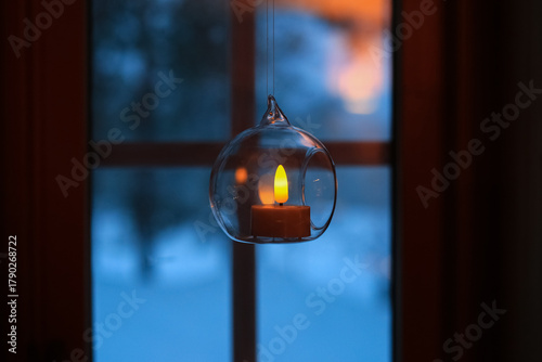 Christmas light on the window