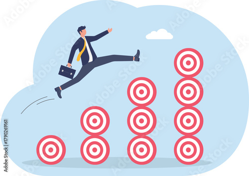 illustration of step-by-step progress through business targets and achievements milestones
