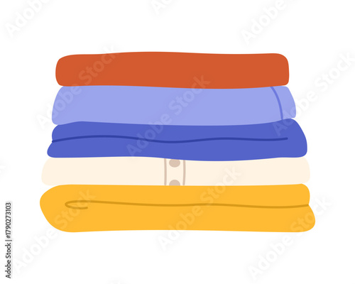 Stack of clean colorful clothes. Flat vector isolated illustration