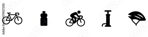 Cycling silhouette icons set. Bike, sport and transportation symbols	
