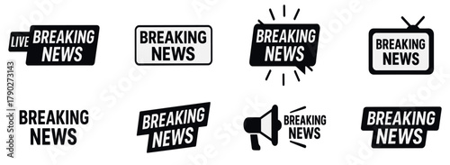 Breaking news logo icon. Breaking news banner, suitable for breaking news updates, media announcements and news templates for editors.