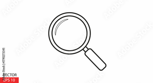 Illustration of a classic magnifying glass with handle emphasizing simple research concept