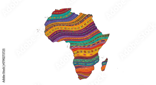 Vibrant africa continent with colorful tribal patterns conveying rich cultural heritage
