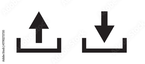 Data Transfer UI Icon Set. Vector glyphs for uploading, downloading, and saving to the cloud.