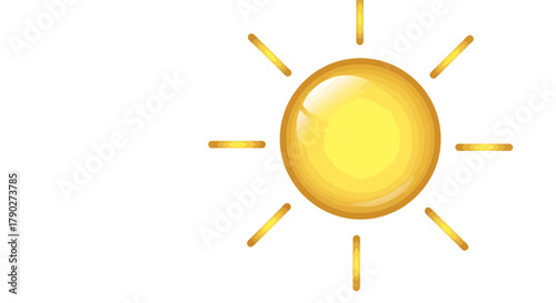 Vibrant radiant sun illustration featuring glossy yellow orb and sunshine beams