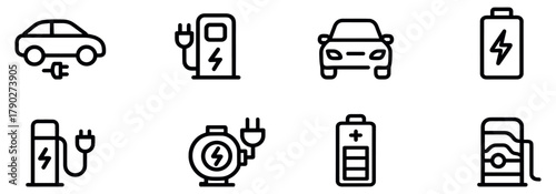 Car charging point icon. Electric plug symbol. Electricity sign. Electric car icon.