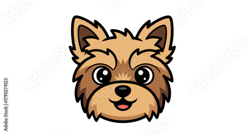 Whimsical yorkie illustration with adorable expression and stylized design aesthetic