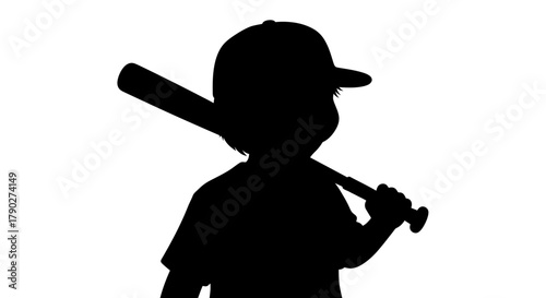 Young baseball player silhouette, ready to swing into action filled with dreams and aspirations on