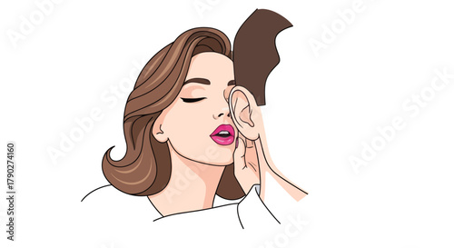 Woman receiving secret whisper from companion sharing intimate information softly