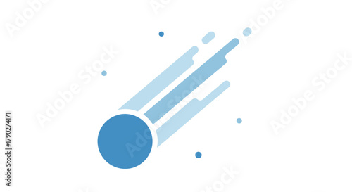 Stylized comet illustration with blue hues evoking celestial movement and impact