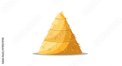 Stylized bale of hay on white background featuring golden agricultural straw texture and rural