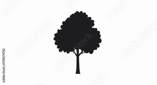Minimalist silhouette of a deciduous tree conveying calmness and graphic simplicity suitable for