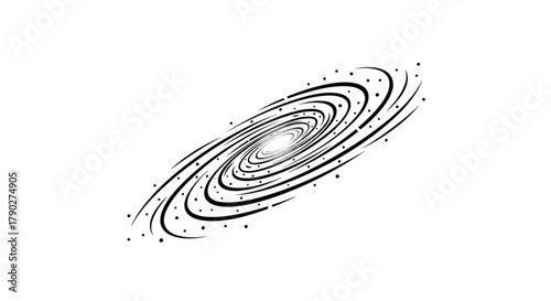 Stylized representation of a swirling galaxy isolated on a clean white backdrop