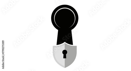 Cybersecurity concept visualizing protection with a keyhole and shield design for privacy
