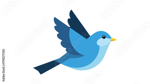 A blue bird in flight with wings spread