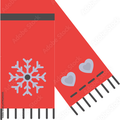 Scarf Icon Flat Design, Winter Clothing Accessory Symbol, Warm Fashion Illustration