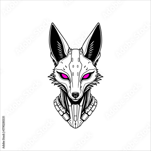 cyberpunk fox drawing artwork handmade illustration