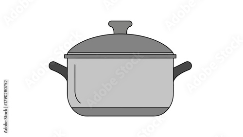 A grey pot with a lid and handles