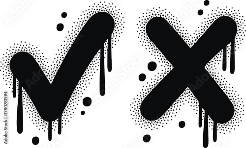Checkmark and cross mark graffiti style