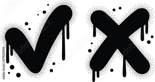Graffiti checkmark and cross symbol