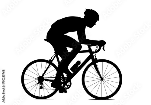 Dynamic cyclist silhouette in motion, capturing speed and endurance in a modern, sleek design for sports enthusiasts