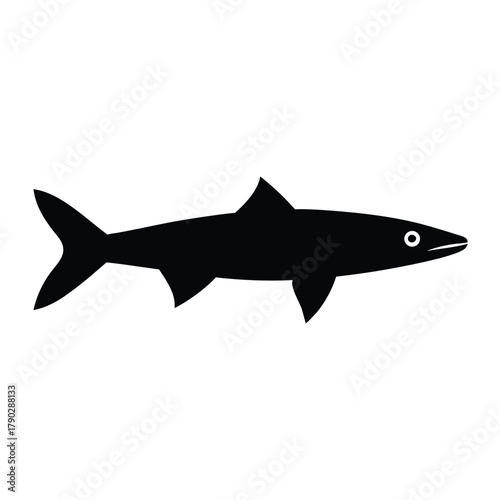 Barramundi Chasing School of Fish Silhouette Vector
