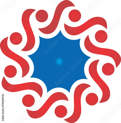 people teamwork diversity vecor logo on vector illustration of a decorative background