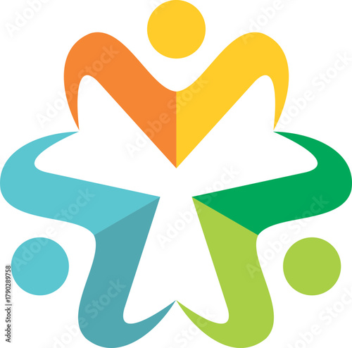 vector illustration of an abstract background with a people teamwork diversity vecor logo