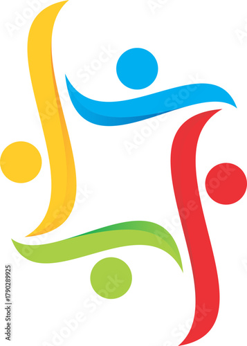 people teamwork diversity vecor logo on vector illustration of a team