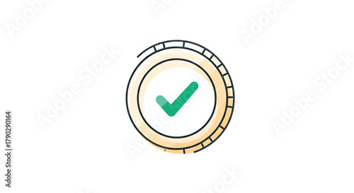 Green checkmark inside a circular progress bar, symbolizing completion and success.