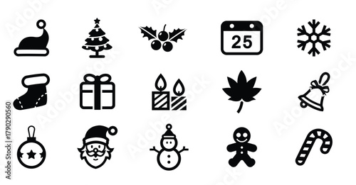 christmas icons with white background
