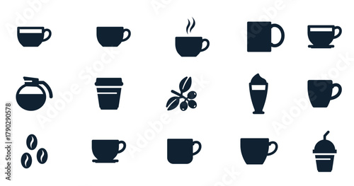 coffee and coffee cup icons vector illustration