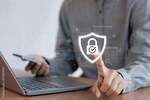 Photography Cybersecurity and privacy concepts, data protection and encryption of secure int